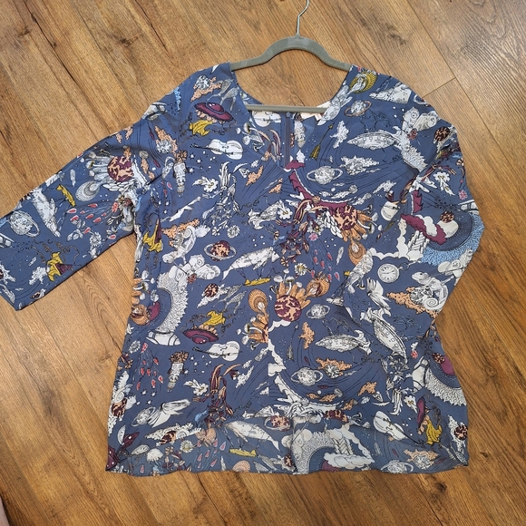 Dorothee Schumacher Fantastic Long Sleeve Psychedelic Print Journey Blouse - Picture 9 of 16